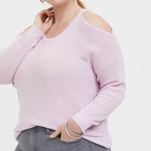 NWT torrid Lilac Pink Sweater-Knit Cold Shoulder Top Lilac Crew Neck Plus 2X